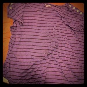 Striped short sleeve loose shirt