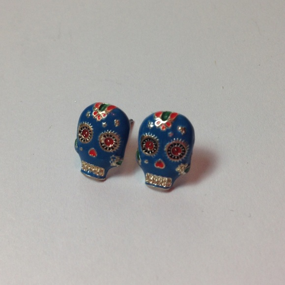 💀Blue Sugar Skull stud earrings