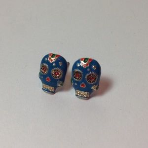 💀Blue Sugar Skull stud earrings
