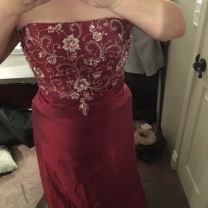 Mary's Bridal satin evening gown hand beaded