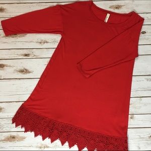 M- Red Lace Trimmed Tunic