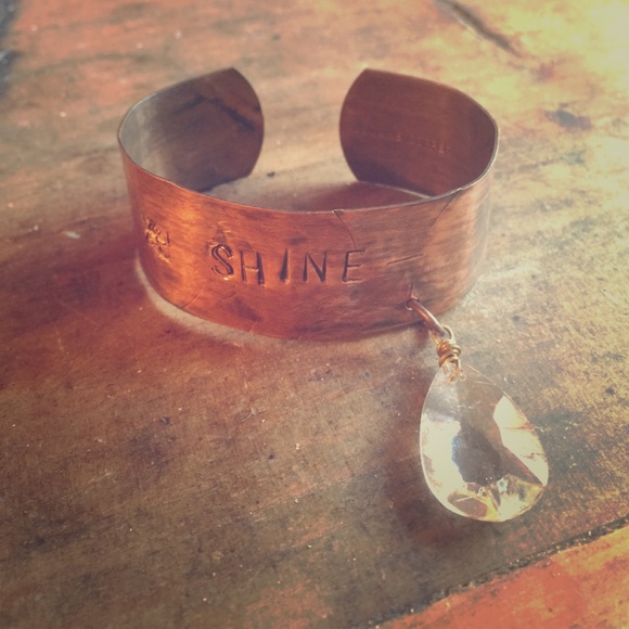 Copper Cuff Hand Stamped SHINE