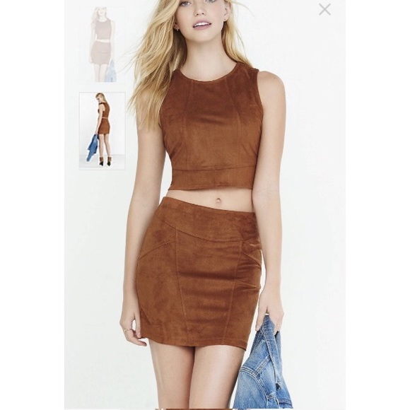 Brown suede crop top