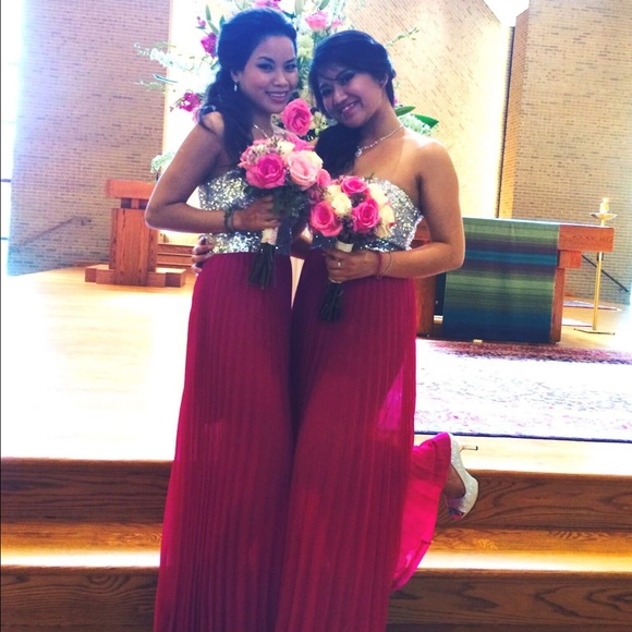 🎉🎉HP🎉🎉strapless silver&pink dress - Picture 2 of 3