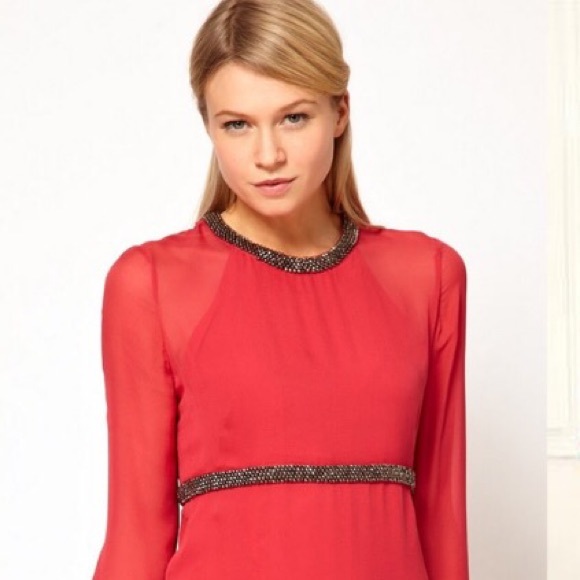 French connection silk beige dress
