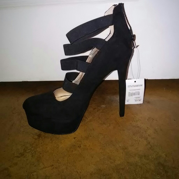 Black strapped heels