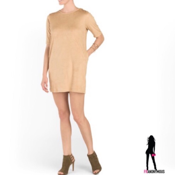 Kim & Cami Dresses & Skirts - Beige Faux Suede Wedge Dress L