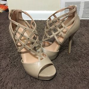 Tan Open Toe Heels