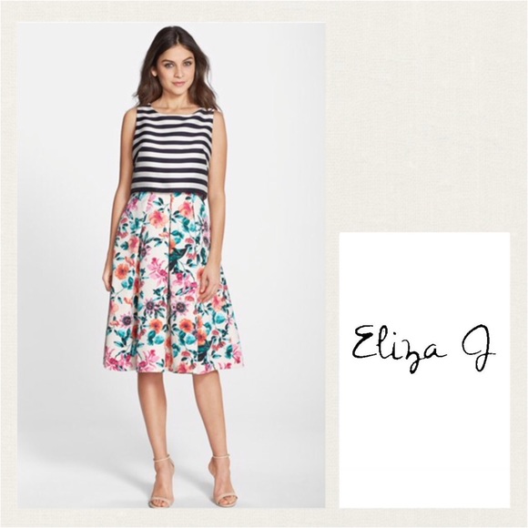 Eliza J Dresses & Skirts - ⚓️ELIZA J Mixed Print Popover Dress ~ NWT