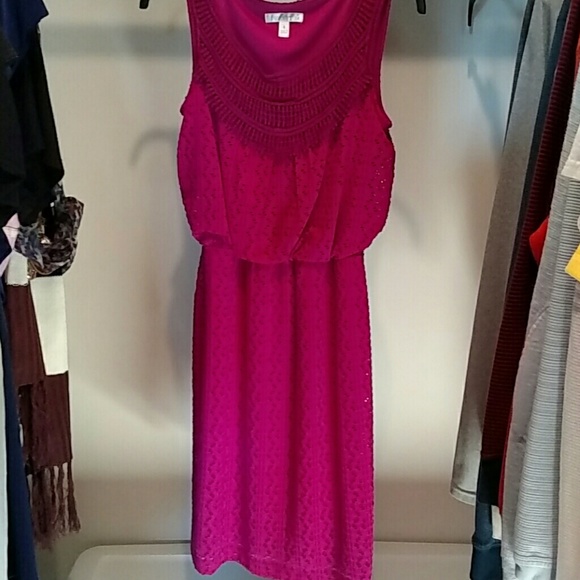 Fuschia  sleeveless eyelet dress, great for summer