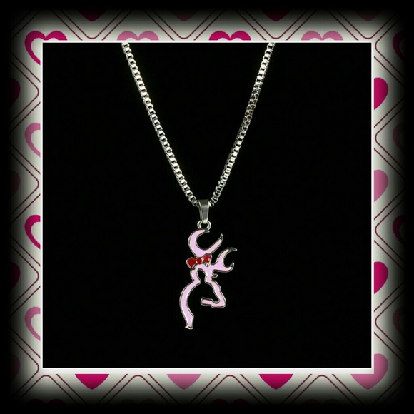 NEW BROWNING DEER PINK RED HEART NECKLACE