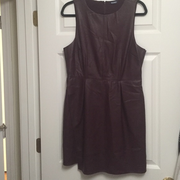 Plum faux leather dress