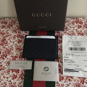 Gucci Navy Guccissima Card Holder