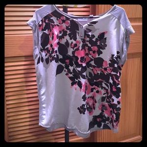 Grey, Black and Pink Flowered Top