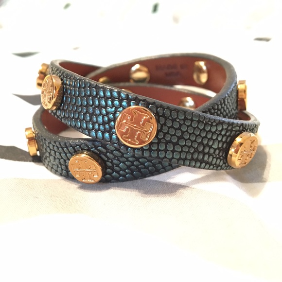 Tory Burch Double-Wrap Logo Stud Bracelet
