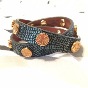 Tory Burch Double-Wrap Logo Stud Bracelet