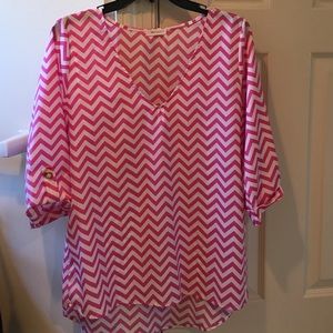 Pink and white chevron design blouse