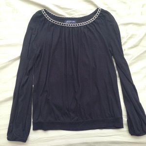 SOLD Jones NY top w/ silver chain link detail