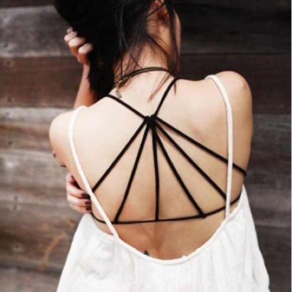 Boutique Tops - Padded caged bralette- white