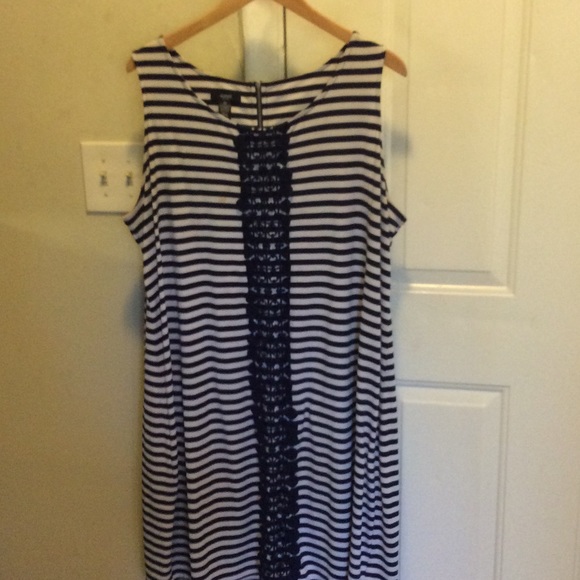 Alfani Navy Stripe Knit Dress Size 2X