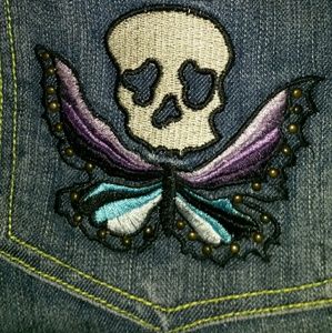 Frankie B Butterfly Skull Pocket Jeans