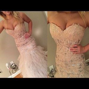 blush mermaid Jovani prom/formal dress with corset