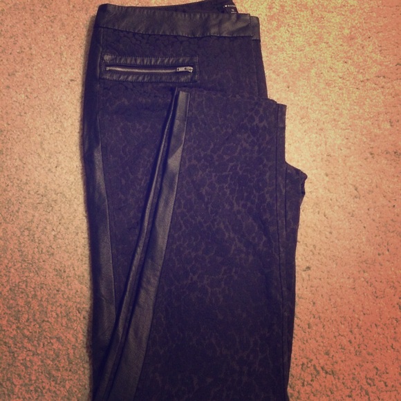 All black leopard pants