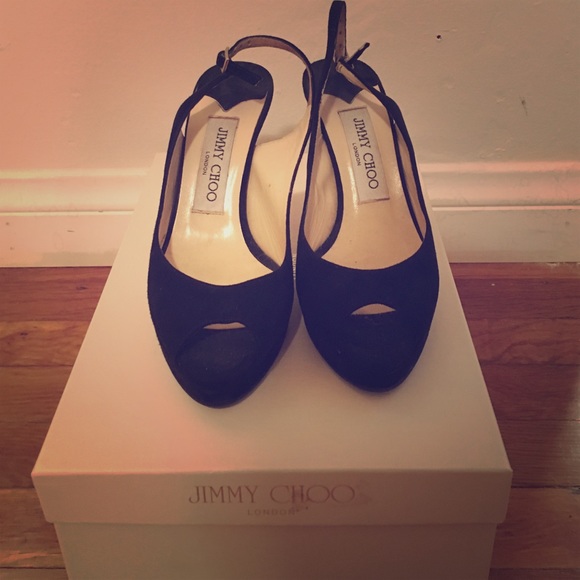 Jimmy Choo classic black sling back pumps