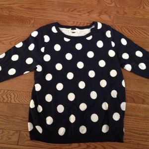 Blue and white polka dot sweater