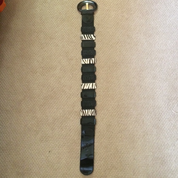 S/M Zebra print/black leather belt
