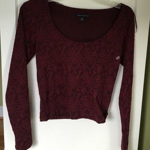 American Eagle Maroon Lace Crop Top