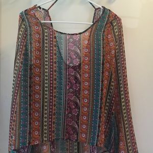 Long sleeve, sheer multi colored top!