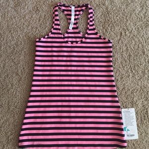 Pink and black lulu lemon tank