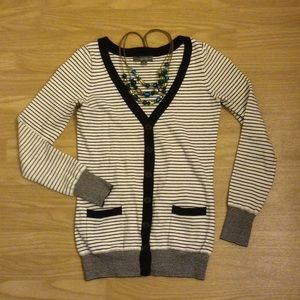 Navy Striped Cardigan