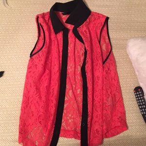 Sleeveless orange and black tank