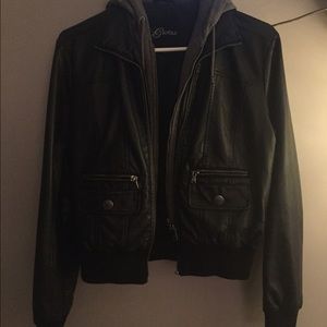 Guess black faux leather jacket