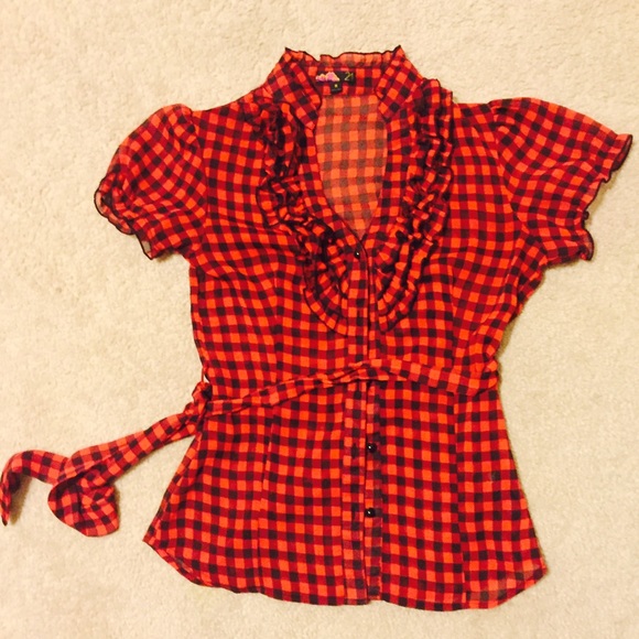 Sold-Plaid Sheer Blouse