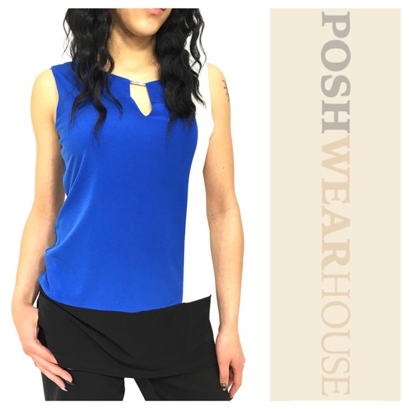 Calvin Klein Tops - Blue, Black & White Color Block Shift Tank Top