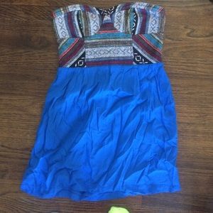 Blue strapless dress