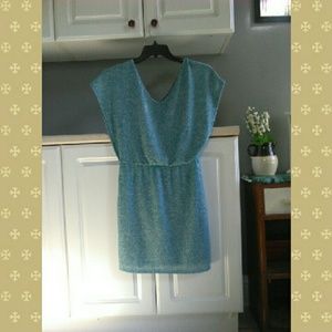 Aqua blue dress with silver shimmer