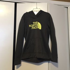 North Face sweatshirt. Neon yellow and gray