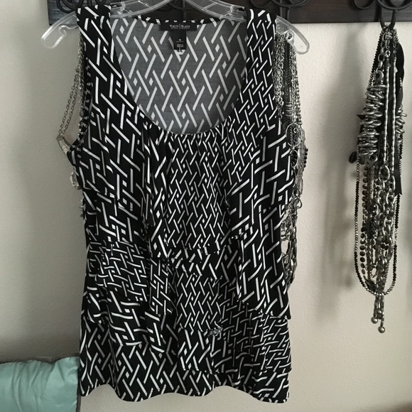 White house black market layered ruffle tank