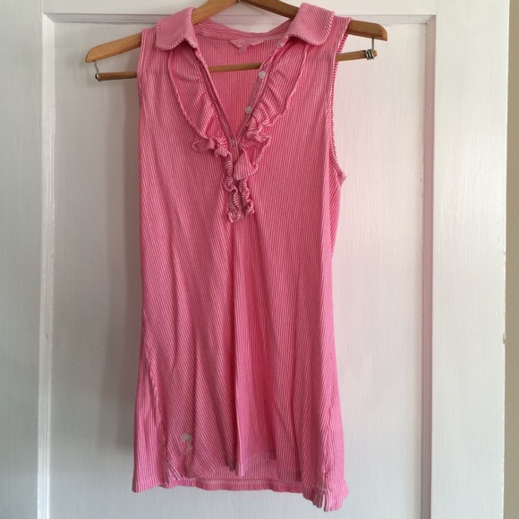Lilly Pulitzer pink and white striped tank.
