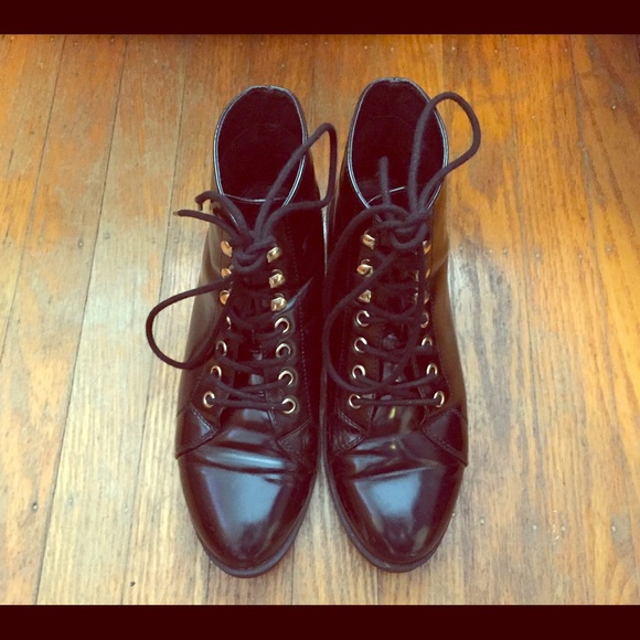 Patent Leather Combat Boots