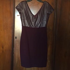 MAROON LIKE NEW SMALL LEATHER PANEL DRESS
