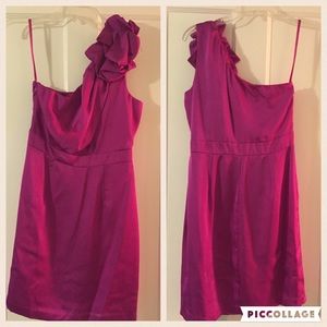 Like New Limited One Shoulder Fuchsia Ruffle Dress