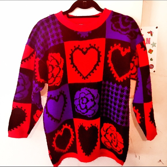 80s kawaii fairy kei Lolita heart sweater