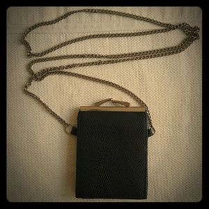 Diamicci cross body evening purse in black leather