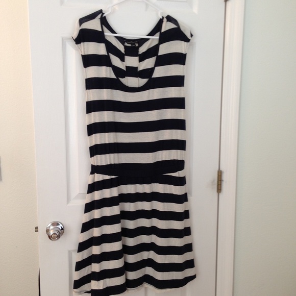Navy & Cream Striped  Dress