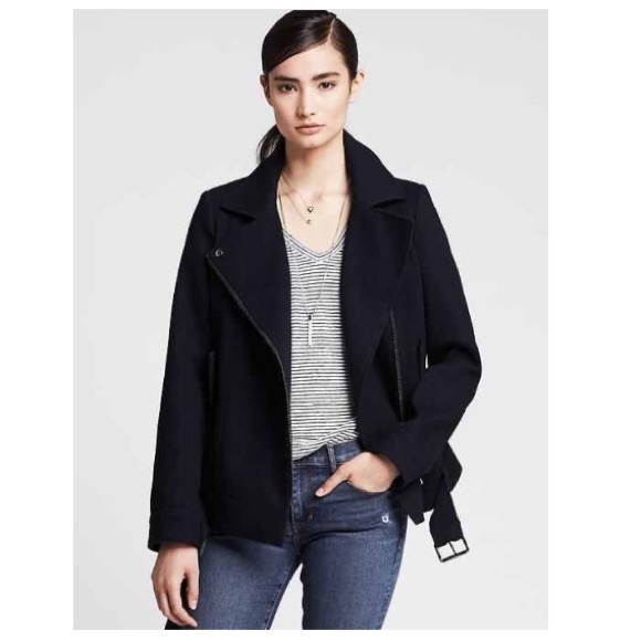BANANA REPUBLIC Navy Cotton Biker Jacket PXXS BNWT